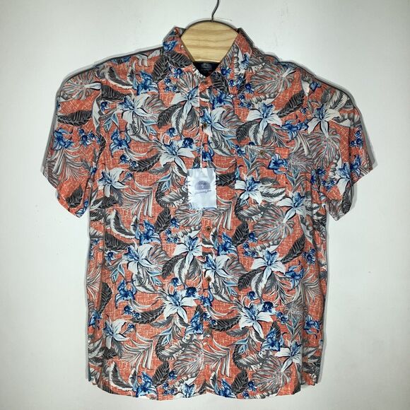 Havana Jim Mens Coral Rayon Short Sleeve Button Up Shirt‎ Size Medium NWT - Picture 2 of 8